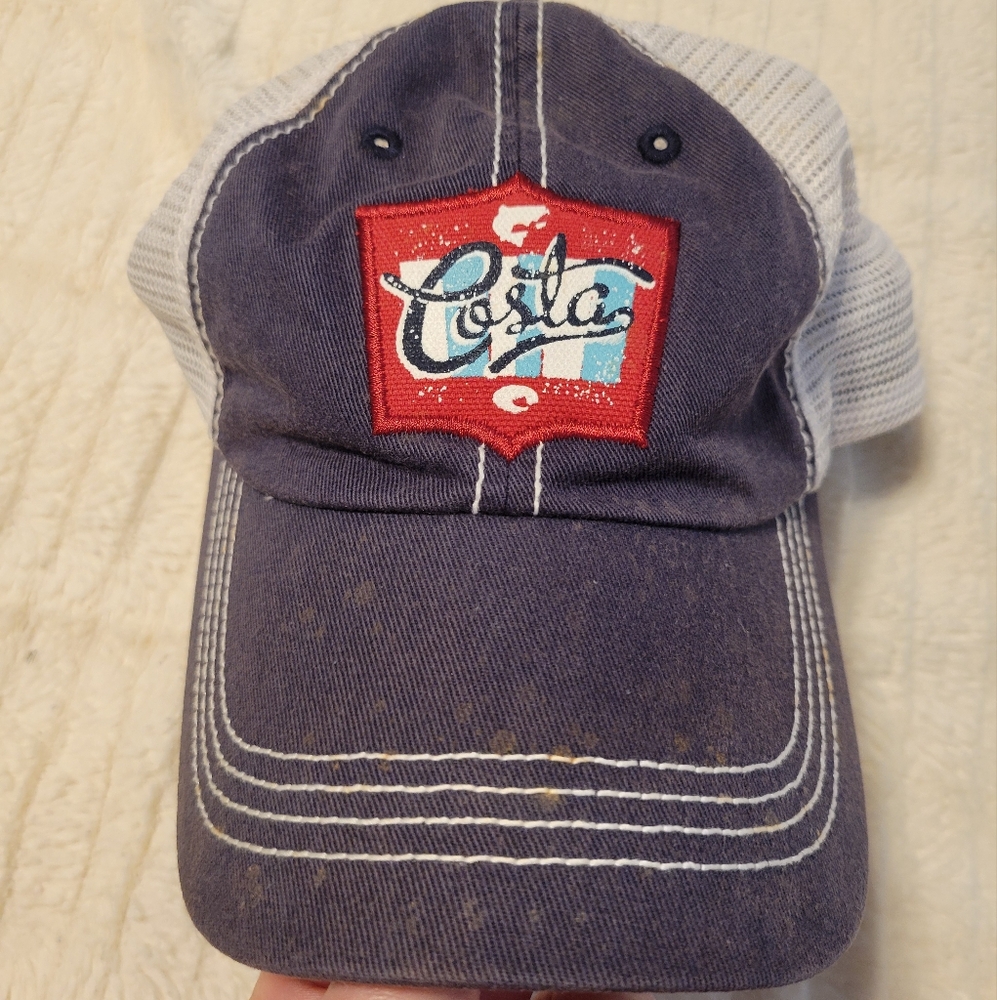 Costa Mud Splattered Blue and White Mesh Hat - Picture 8 of 9